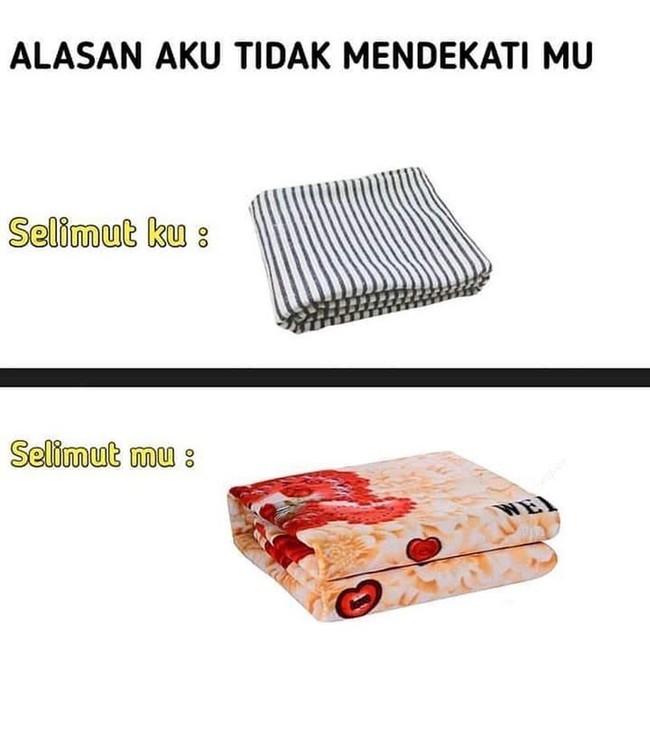 Perkara beda selimut aja jadi auto mundur buat deketin cewek. Kamu gini juga nggak nih? Foto: Instagram.com/deritasosmed