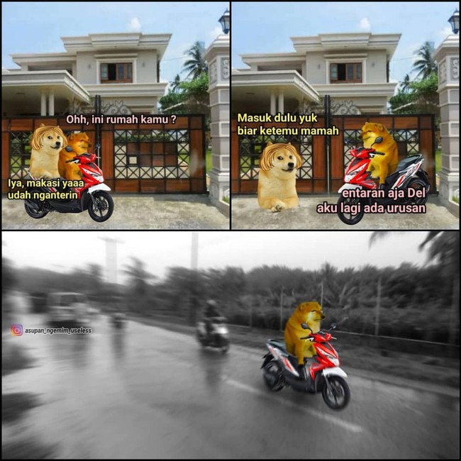 Kalau lihat rumah ceweknya bak istana langsung auto mundur perlahan deh. Eitts.. tapi jangan ghosting ya.. Foto: Instagram.com/asupan_ngemim_useless