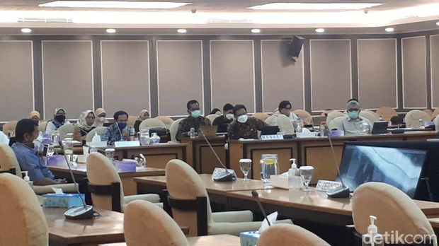 Menteri Kesehatan (Menkes) Budi Gunadi Sadikin rapat Pansus Otsus Papua di DPR (Dwi Andayani/detikcom)