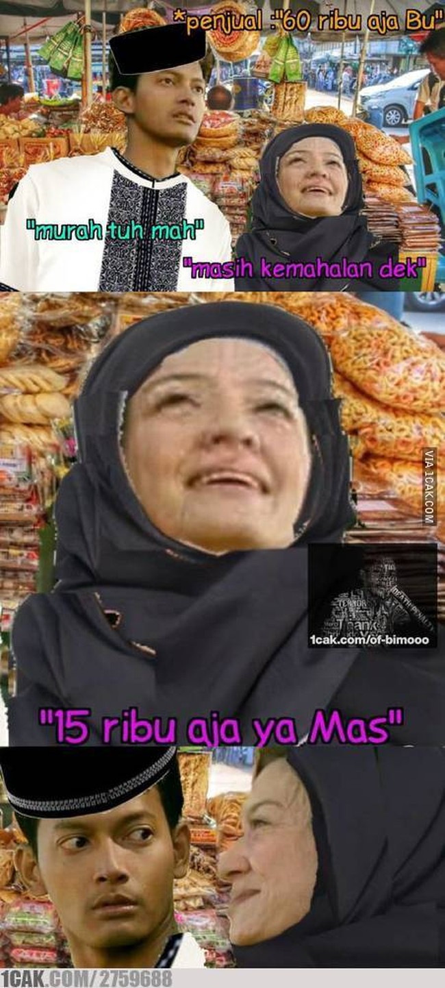 Yang menurut kita sudah murah belum tentu menurut si emak demikian. Ayo ngaku, siapa yang ibunya kalau nawar sadis kayak gini juga? Foto: 1cak.com