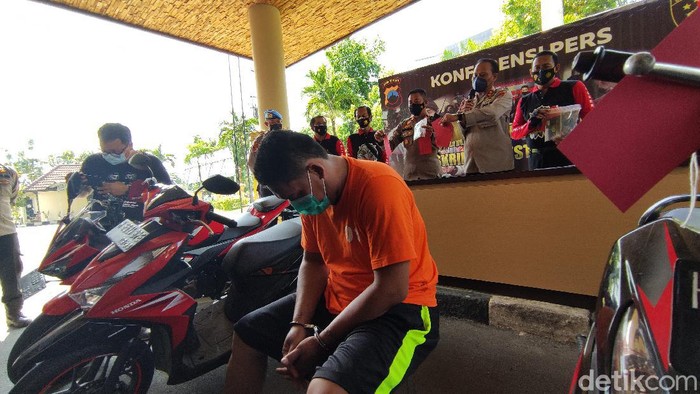 Jumpa pers kasus curanmor modus COD di Mapolrestabes Semarang, Selasa (8/6/2021).