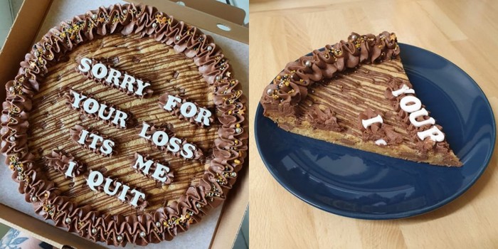 Kue dengan ucapan sindiran untuk mantan bos