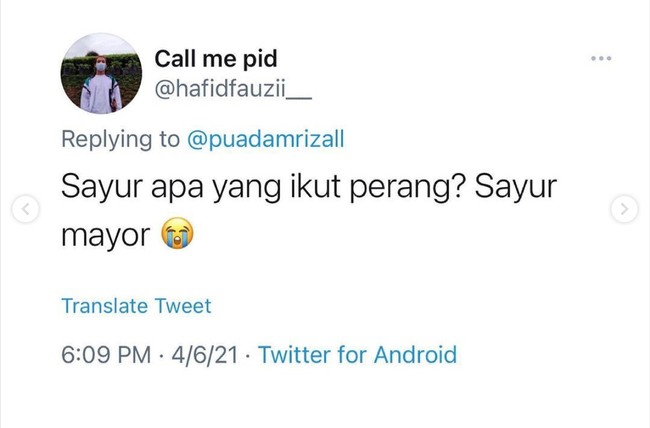 Sayur mayur kali ah... Ah, sudahlah bikin males komentar tapi pengin ngakak.. Foto: Twitter/@hafidfauzii_