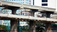 Secara penuh, realisasi konstruksi proyek LRT Jabodebek per 28 Mei 2021 adalah 84,76%. Rengga Sancaya/detikcom.