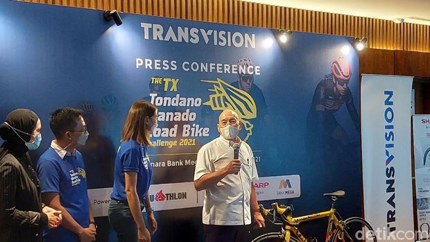 Jumpa pers ajang balap sepeda The TX Tondano Manado Road Bike Challenge 2021 akan dihelat 3-4 Juli.