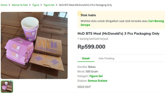 Wow! Kemasan BTS Meal Dijual Online Seharga Rp 600 ribu
