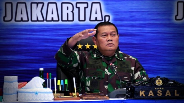 Kepala Staf Angkatan Laut (KSAL) Laksamana TNI Yudo Margono saat membuka Rapat Koordinasi (Rakor) Renaku (Perencanaan dan Anggaran Keuangan) I TNI Angkatan Laut TA. 2021 di Auditorium, Denma Mabesal, Cilangkap, Jakarta Timur, Rabu (9/6/2021).