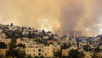 Puluhan petugas pemadam kebakaran Israel telah dikerahkan untuk mengatasi dua kebakaran hutan besar yang berkobar di perbukitan dekat Yerusalem. AP Photo/Oded Bality    