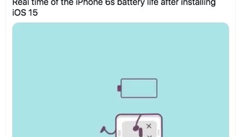 Meme baterai iPhone 6S langsung tewas begitu mendapatkan iOS 15. Foto: Twitter