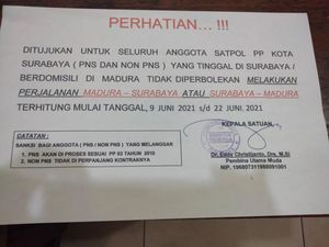 Satpol PP Surabaya Keluarkan Edaran Larang Anggota ke Madura Sementara