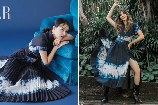 Nia Ramadhani sempat bikin heboh karena diduga mengenakan dress batik celup buatan lokal. Ia dinilai anggun dan elegan. Nyatanya, dress tersebut keluaran Dior yang juga dikenakan bintang drama Korea Descendants of the Sun, Kim Ji Won. Foto: dok Harpers Bazaar Korea, dok Rio Motret