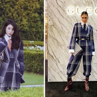 Luna Maya pernah tampil dengan look serupa seperti IU. Saat menghadiri open store Gucci di Plaza Senayan, Luna mengenakan setelan model jumpsuit. Sementara, IU mengenakan setelan yang lengkap dengan vest untuk pemotretan bersama Dazed. Foto: dok Dior, dok Instagram lunamaya