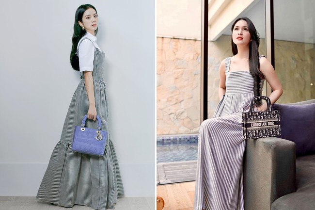 Sandra Dewi tertangkap mengenakan dress yang sama seperti Jisoo BLACKPINK. Dalam postingan Instagram, ia berpose cantik di kediamannya mengenakan dress koleksi Cruise 2021 keluaran Dior, lengkap dengan tas ‘Dior Book Tote’ yang hits. Foto: dok Dior, dok Instagram sandradewi88
