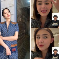 Amanda Manopo lagi-lagi mengenakan baju kembaran dengan artis Korea. Penggemar melihatnya mengenakan dress keluaran Gucci ‘Eco Washed Organic Denim’ seperti Joy Red Velvet yang bernilai 1,500 pound sterling atau sekitar Rp 30,1 juta. Foto: dok Instagram _imyour_joy_, dok Instagram fashionamandamanopo