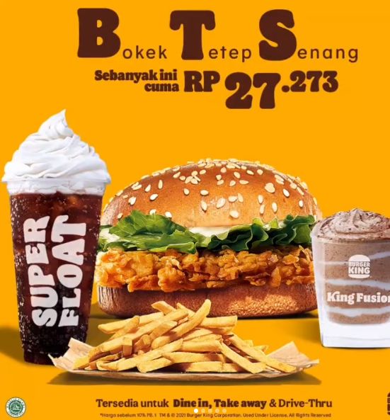 Burger King Keluarkan Paket Menu 'BTS' seharga Rp 27 Ribuan