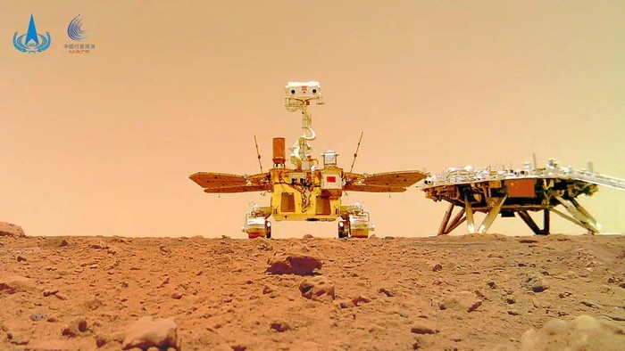 The Zhurong rover, named after a mythical Chinese fire god, has been studying the topography of a vast Martian lava plain known as the Utopia Planitia HANDOUT (China National Space Administration (CNSA)/AFP)