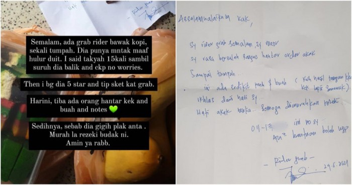 Tak Enak Hati Tumpahkan Kopi Pelanggan, Ojol Ini Hadiahi Buah