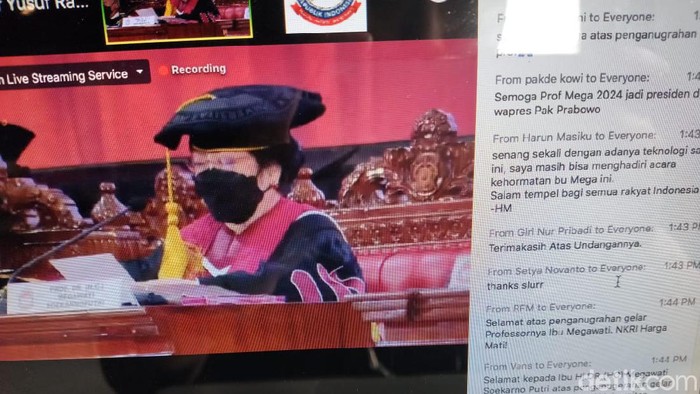 Zoom acara penganugerahan profesor kehormatan untuk Megawati.