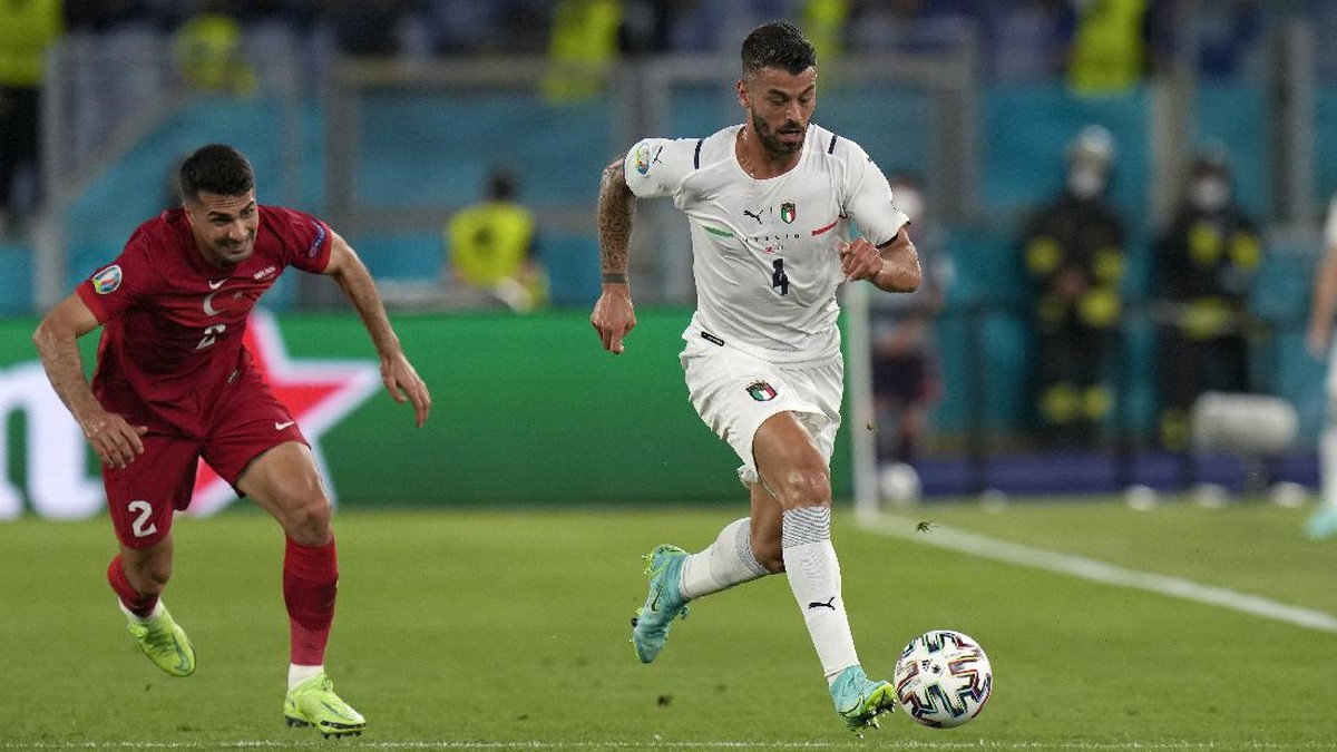 Tusukan Leonardo Spinazzola menjadi senjata Italia (Foto: AP/Alessandra Tarantino