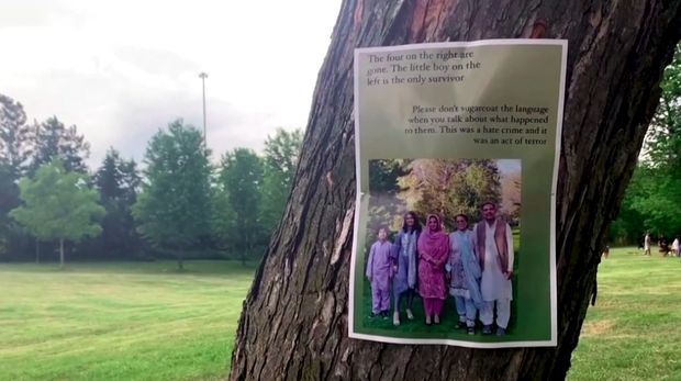 Ribuan orang turun ke jalan sebagai wujud aksi penuntutan demi mendukung korban Islamofobia, Ontario, Kanada, 12 Juni 2021/Dok Video Reuters