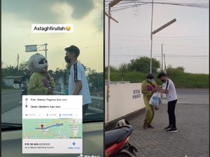 Jalan Kaki 24 Km, Tangis Badut Ini Pecah Usai Ditraktir Belanja