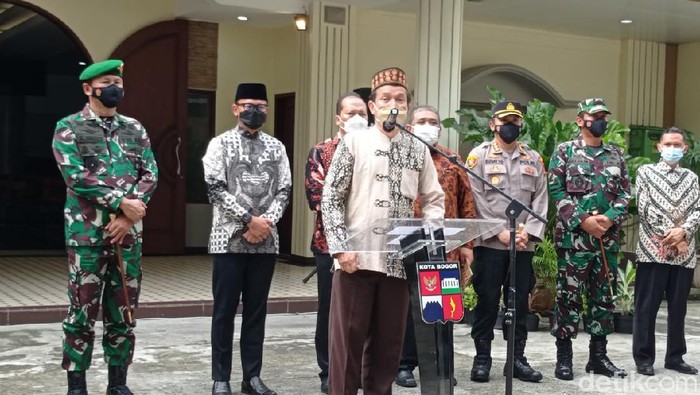 Ketua MUI Kota Bogor, Mustofa Abdullah, saat konpers bersama soal GKI Yasmin