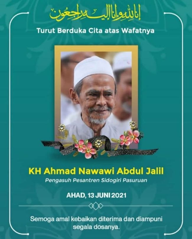 Ulama Kharismatik KH Nawawi Abdul Jalil Pasuruan Wafat
