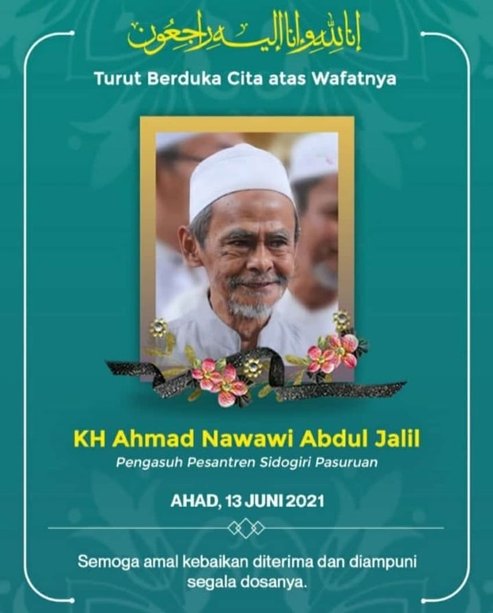Ulama Kharismatik KH Nawawi Abdul Jalil Pasuruan Wafat