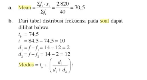 Contoh Soal Mean, Median, Modus