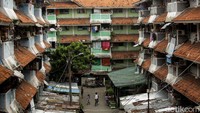 Beginilah suasana di kawasan rumah susun (rusun) Tanah Tinggi, Jakarta, Senin (14/6/2021).  