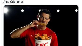 Padahal di sisi lain, Ronaldo adalah bintang iklan makanan cepat saji. Foto: Twitter