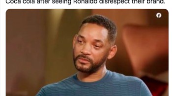 Pihak Coca Cola langsung cemberut melihat tingkah Ronaldo. Foto: Twitter
