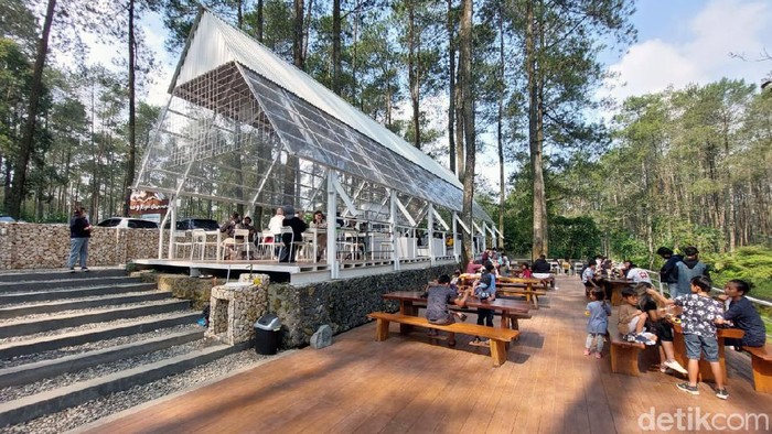 Warung Kopi Gunung yang berada di kawasan Lembang, Bandung Barat, patut dikunjungi. Di sini traveler bisa meningkat secangkir kopi di tengah sejuknya hutan pinus.