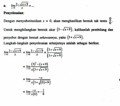 Contoh Soal Limit Fungsi Aljabar