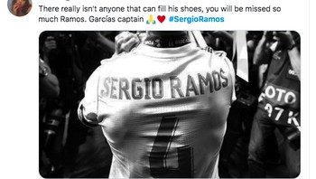 Tidak ada yang bisa menggantikannya, kau akan dirindukan Ramos, tulis netizen ini. Foto: Twitter