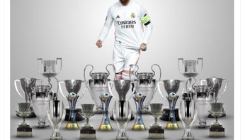 Deretan trofi yang dipersembahkan Ramos buat Real Madrid. Foto: Twitter