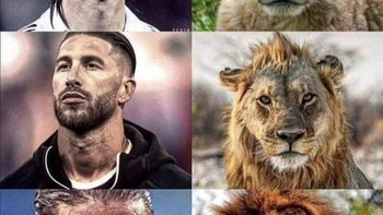 Sergio Ramos sejak muda di Madrid dan digambarkan layaknya singa. Foto: Twitter