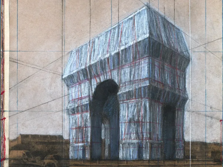 Foto: Rancangan Tampilan Baru Arc de Triomphe, Dibungkus Kain Biru