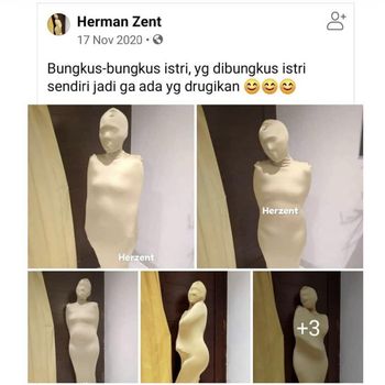 Postingan salah satu pengguna Facebook tentang bungkus-bungkus istri.