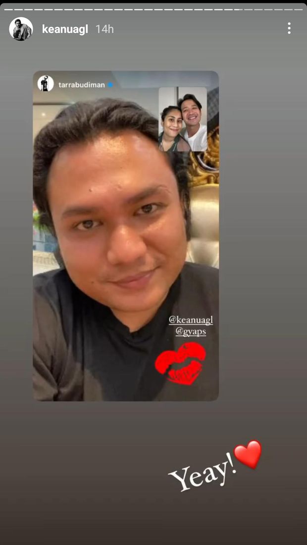 Keanu dan Tarra Budiman beserta istri video call
