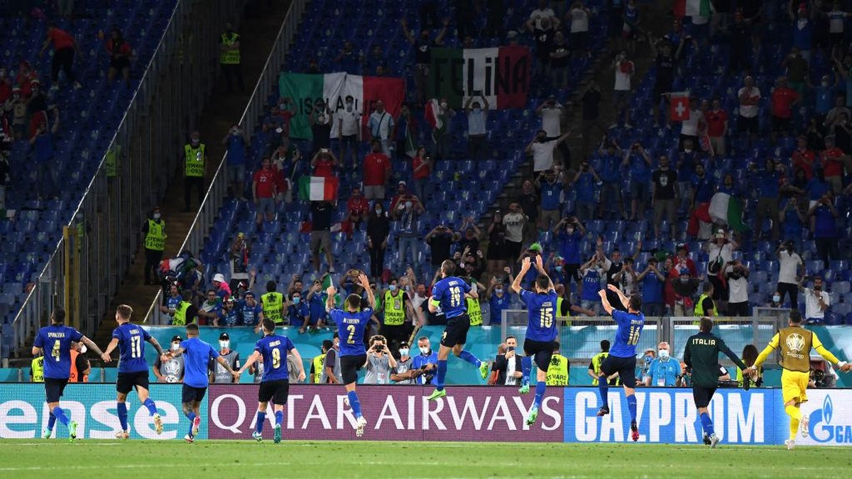 Timnas Italia dinilai tampil luar biasa usai mengalahkan Swiss. (Foto: Getty Images/Alberto Lingria - Pool)