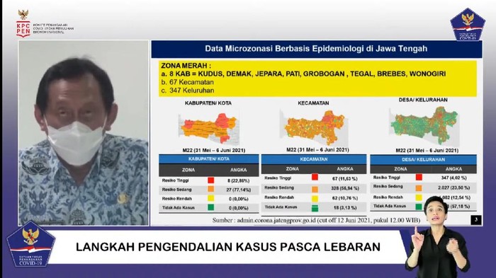 Update zona merah Corona di Jateng, Kamis (17/6/2021).