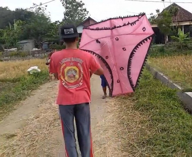 Sungguh ide kreatif yang bikin pusing. Anti mainstream abis, pria yang satu ini milih membuat layangan berbentuk celana dalam wanita. Foto: YouTube
