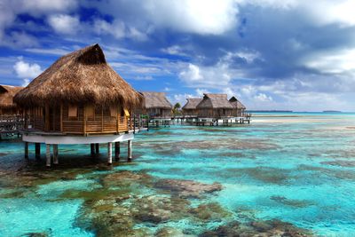 view of the ocean and the house on water