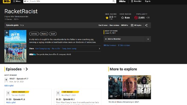 Racket Boys di situs IMDb