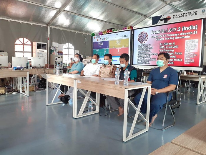 Rumah Sakit Lapangan Indrapura (RSLI) Surabaya kini merawat empat dari delapan pasien COVID-19 varian Delta. Keempatnya positif COVID-19 saat swab dalam penyekatan Suramadu.