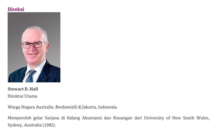 Direktur Utama PT Bank QNB Indonesia Tbk (BKSW) Stewart Donald Hall