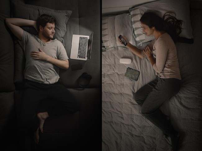 Couple talking by video conference.