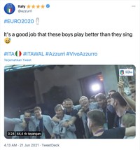 Italia tampil sempurna di fase grup Euro 2020 dengan menang beruntun dan tanpa kebobolan.