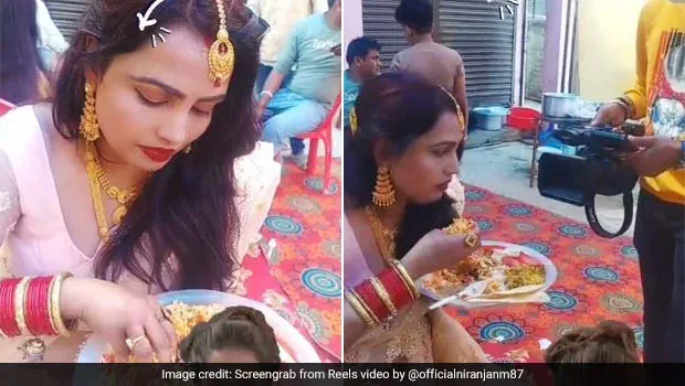 Lagi Asyik Makan Pakai Tangan, Pengantin Ini Malu Saat Disorot Kamera